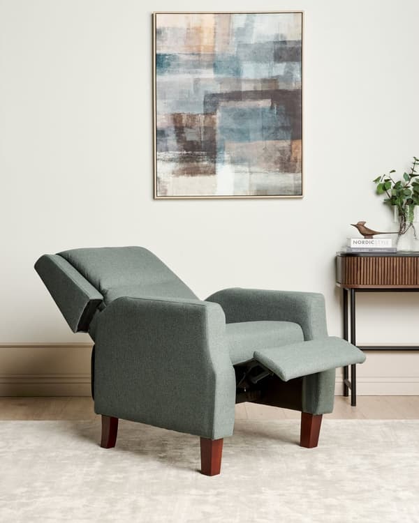 Lenestol Grønn Stoff Justerbar rygg- og fotstøtte Manuell Retro design Hvilestol
