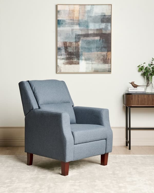 Lenestol Blå Stoff Justerbar rygg- og fotstøtte Manuell Retro design Hvilestol