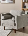 Miniatyrbilde 2 av 11: Lenestol Taupe Polstret Polstret Tykt polstret Ryggstøtte Klassisk Retro Design Stue