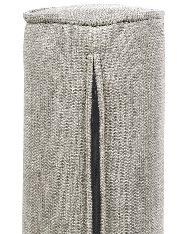 Lænestol Taupe Stof Stuestol med Armlæn til Stuen Bred Hvilestol Polstret Design Møbel med Pølsepuder