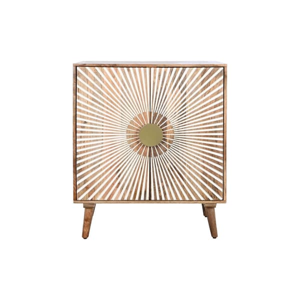 Skänk Home ESPRIT Vit Gyllene Naturell Trä 80 x 45 x 97 cm