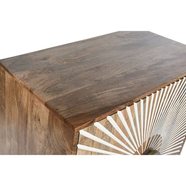 Skänk Home ESPRIT Vit Gyllene Naturell Trä 80 x 45 x 97 cm