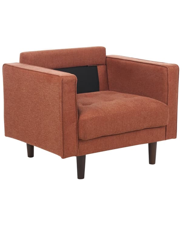 Fåtölj Guldbrun Klädd Vadderad Tjockt Vadderad Rygg Klassiskt Retro Design Vardagsrum