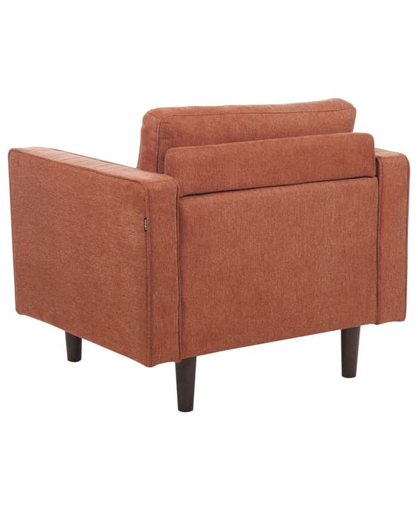 Fåtölj Guldbrun Klädd Vadderad Tjockt Vadderad Rygg Klassiskt Retro Design Vardagsrum