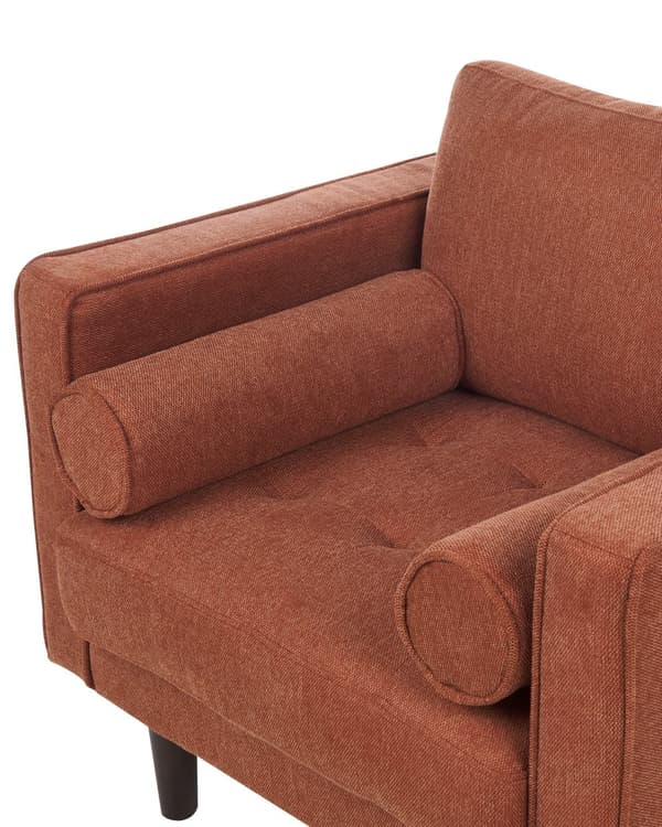 Fåtölj Guldbrun Klädd Vadderad Tjockt Vadderad Rygg Klassiskt Retro Design Vardagsrum