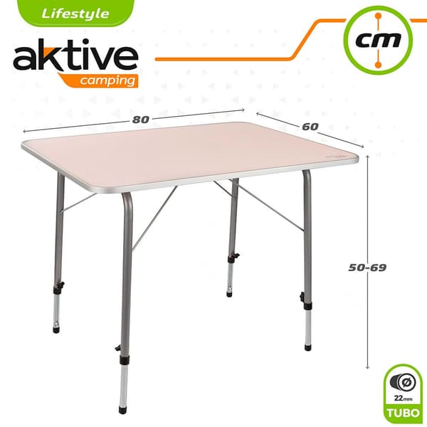 Aktive Kokoontaittuva Pöytä. Korkeussäädettävä 80x60x50-69 Cm Valkoinen