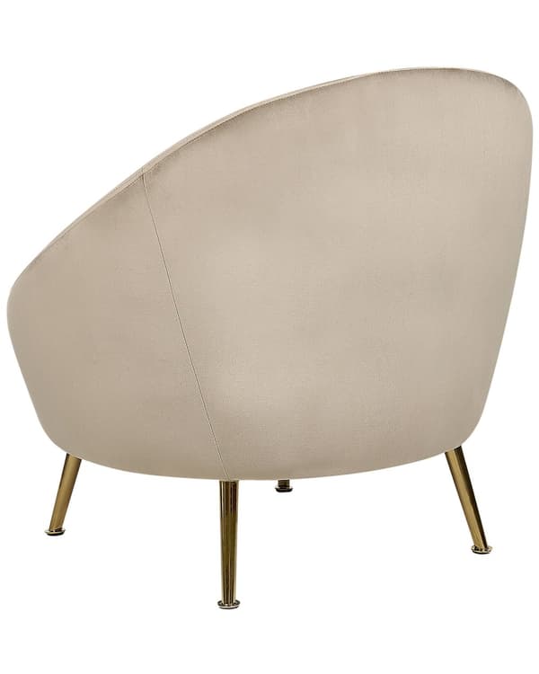 Lenestol Taupe Fløyel 76 x 80 x 81 cm Rund form Gullfarget ben Glamorøs stil Hvilestol