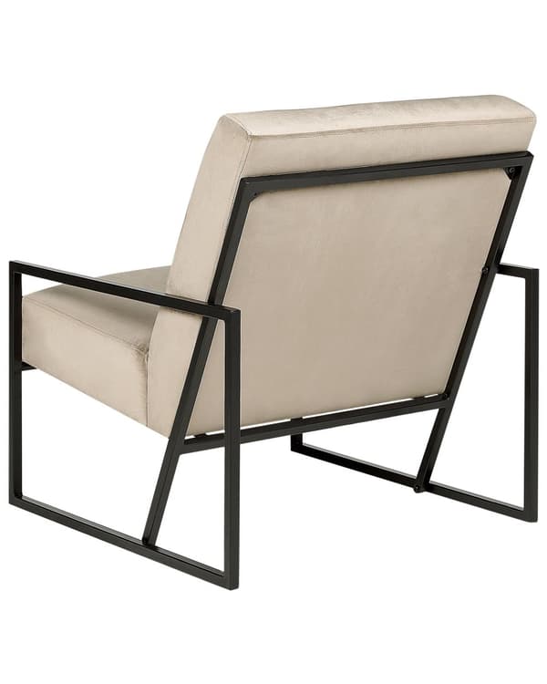 Lænestol Taupe Velour Stuestol med Armlæn til Stuen Bred Hvilestol Polstret Design Møbel