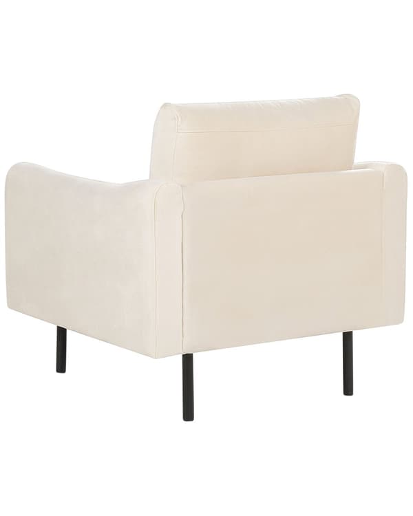 Lænestol lys beige velourbetræk aluminiumsben hynder moderne retro
