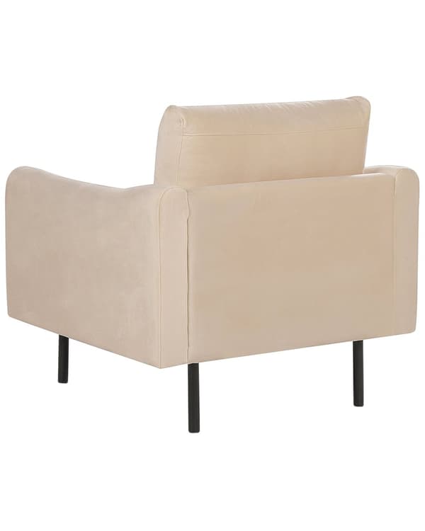 Lænestol beige fløjlsbeklædning aluminiumsben hynder moderne retro