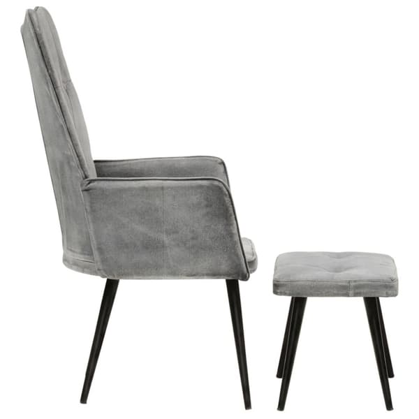 lænestol med fodskammel vintagestil kanvas grå