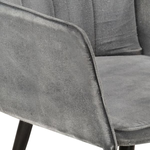 lænestol med fodskammel vintagestil kanvas grå