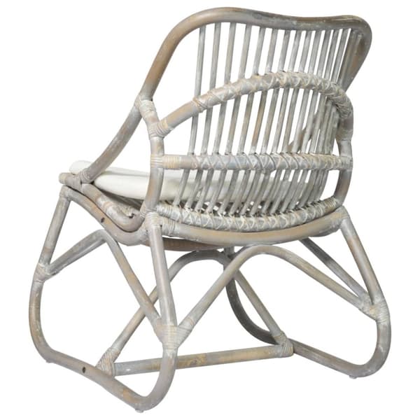 rattanstol linned grå