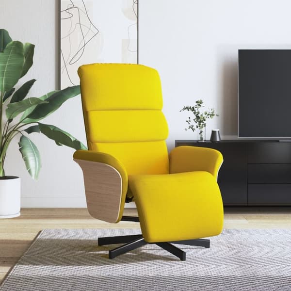 Reclinerfåtölj med fotstöd ljusgul tyg