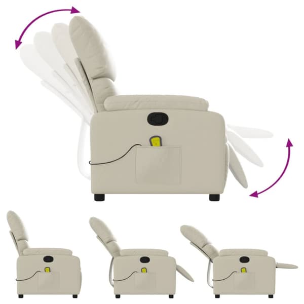 Massagefåtölj gräddvit konstläder