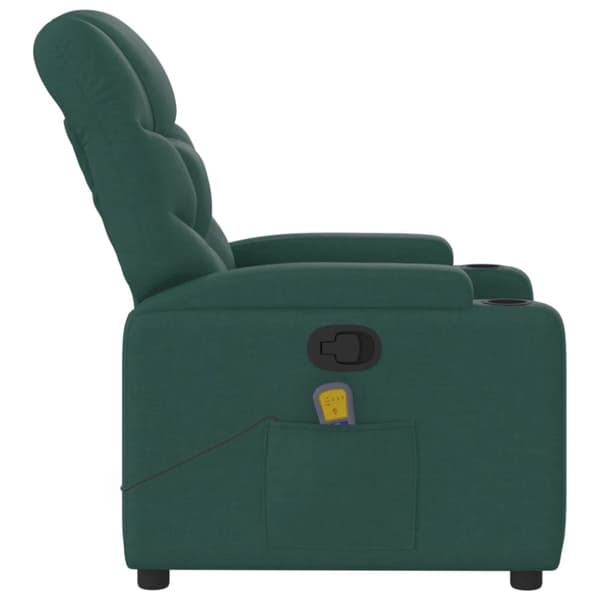 Massagefåtölj mörkgrön tyg