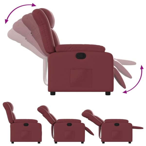 Reclinerfåtölj vinröd konstläder