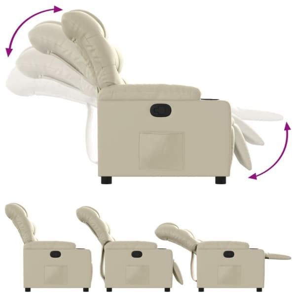 Reclinerfåtölj gräddvit konstläder