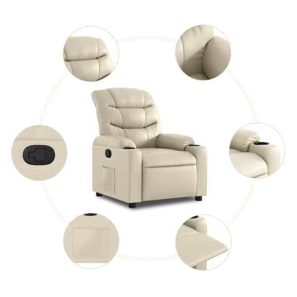 Reclinerfåtölj gräddvit konstläder