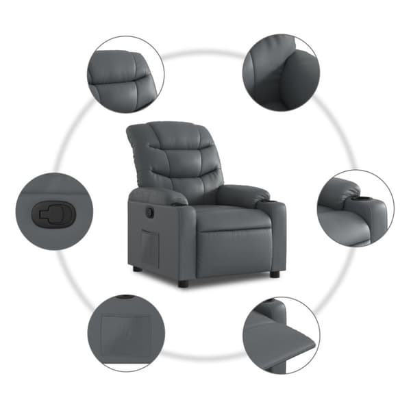 Reclinerfåtölj grå konstläder