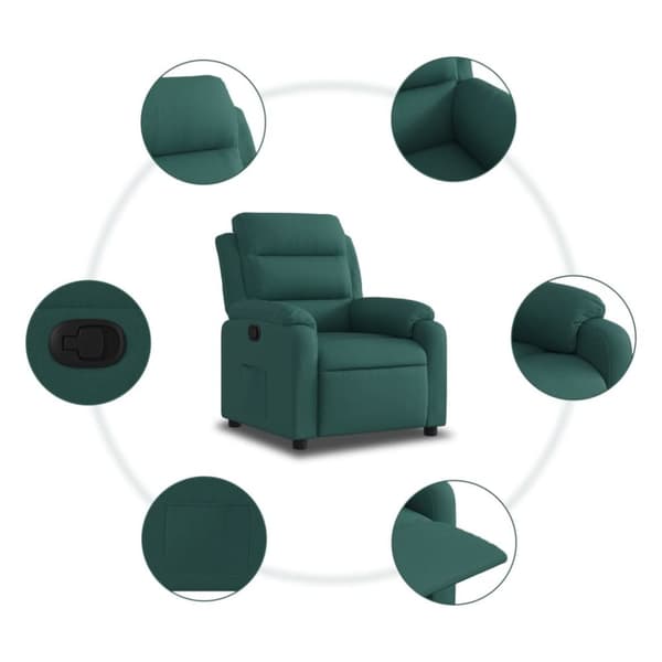 Reclinerfåtölj mörkgrön tyg