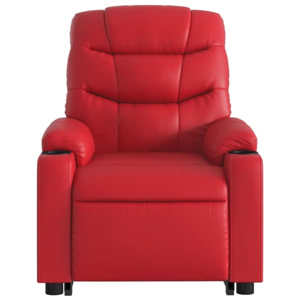 Reclinerfåtölj med uppresningshjälp röd konstläder