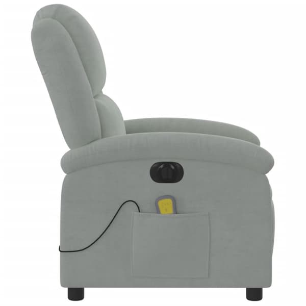 Elektrisk massagefåtölj ljusgrå sammet