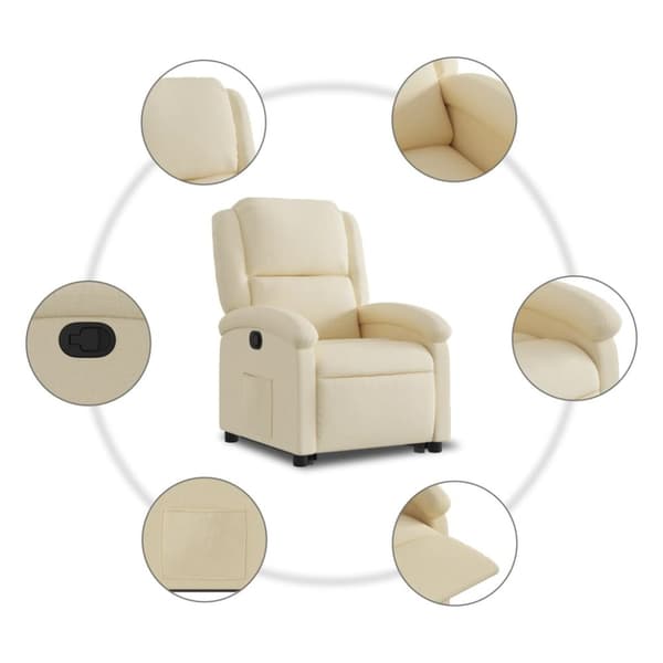 Reclinerfåtölj med uppresningshjälp gräddvit tyg