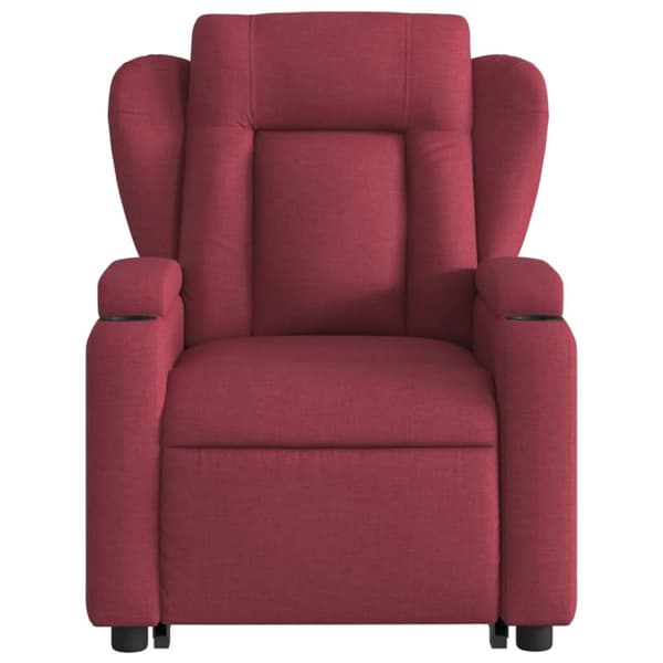 Massagefåtölj med uppresningshjälp vinröd tyg