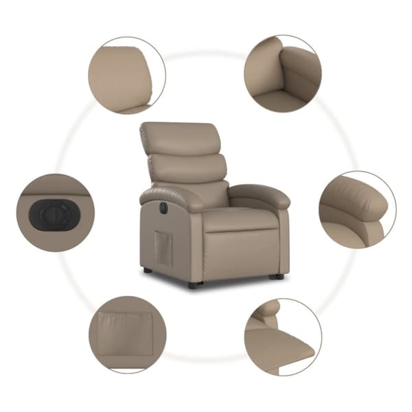 Reclinerfåtölj med uppresningshjälp cappuccino konstläder
