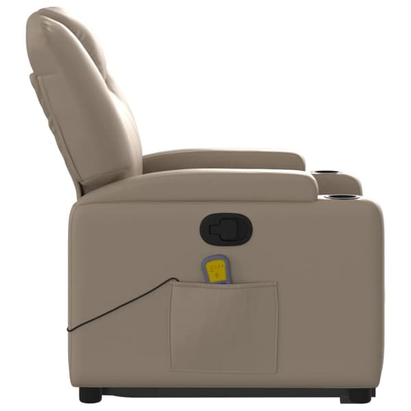 Massagefåtölj med uppresningshjälp cappuccino konstläder