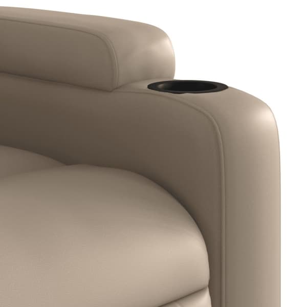 Massagefåtölj med uppresningshjälp cappuccino konstläder