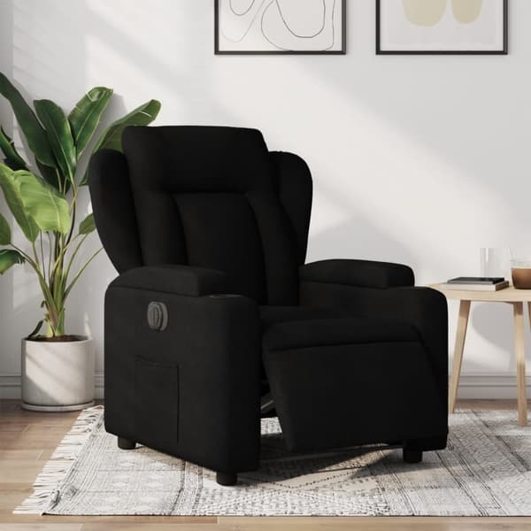 Elektrisk reclinerfåtölj svart tyg