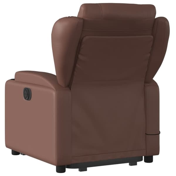 Massagefåtölj med uppresningshjälp brun konstläder