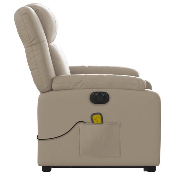 Massagefåtölj med uppresningshjälp cappuccino konstläder