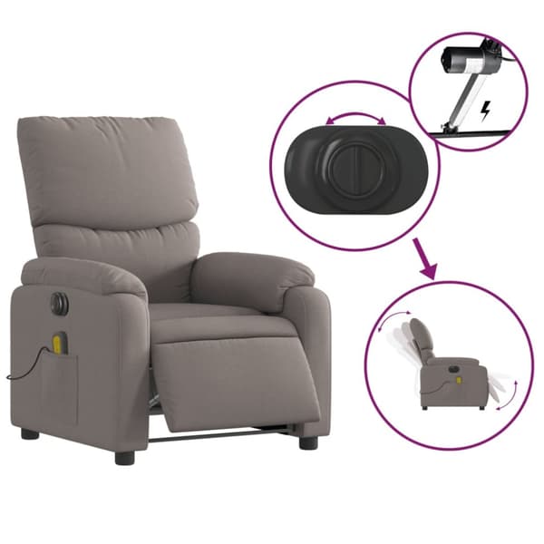 Elektrisk massagefåtölj taupe tyg