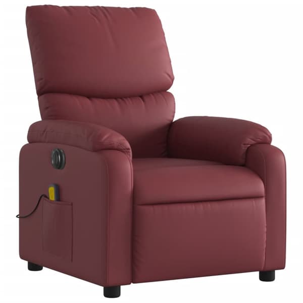 Elektrisk massagefåtölj vinröd konstläder