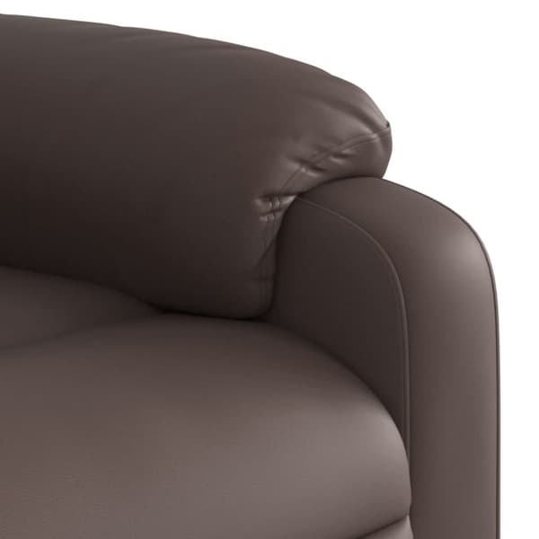 Massagefåtölj med uppresningshjälp brun konstläder