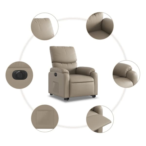 Reclinerfåtölj med uppresningshjälp cappuccino konstläder