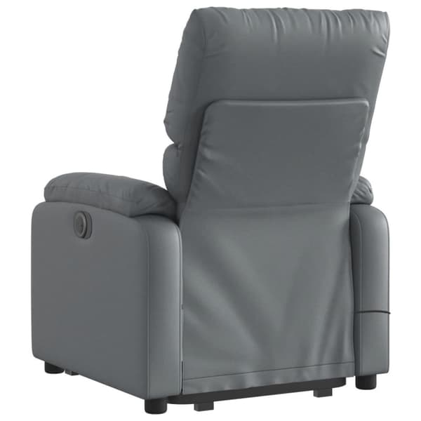 Massagefåtölj med uppresningshjälp grå konstläder