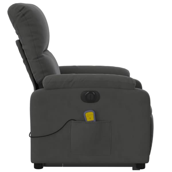 massagestol med løftefunktion mikrofiberstof mørkegrå