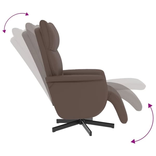 Reclinerfåtölj med fotstöd brun konstläder