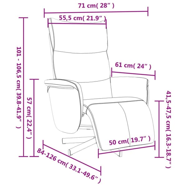 Reclinerfåtölj med fotstöd brun konstläder