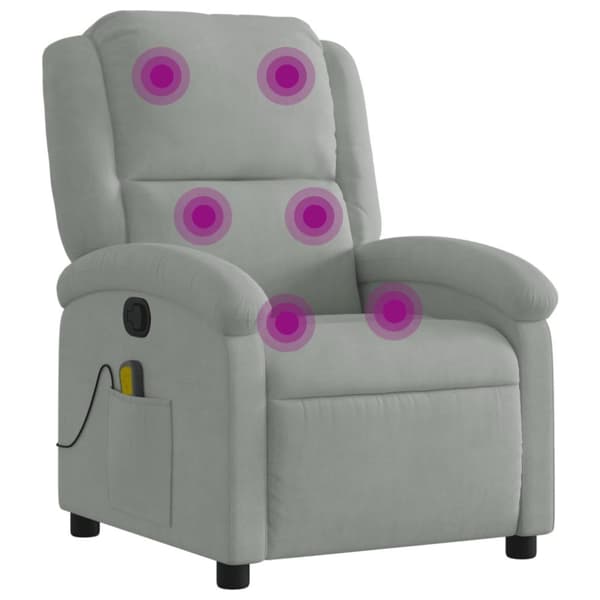 massagestol velour lysegrå