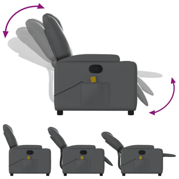 Massagefåtölj grå konstläder
