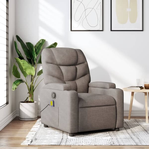 Massagefåtölj taupe tyg