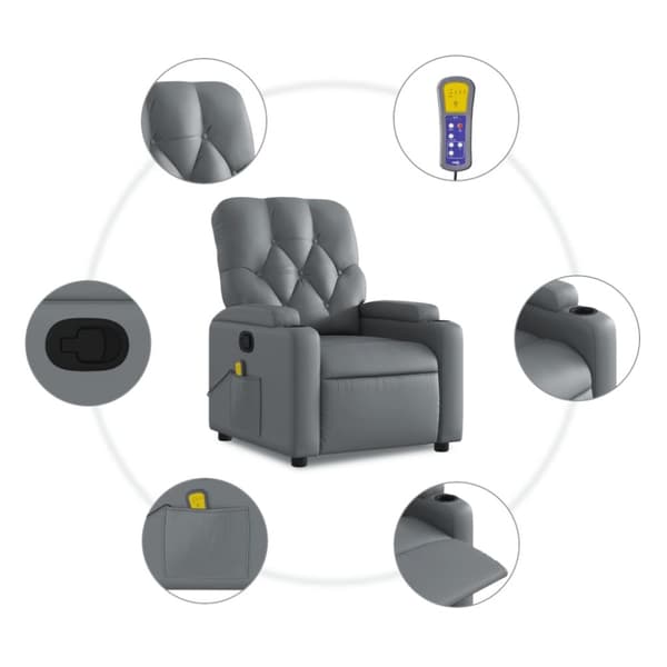 Massagefåtölj grå konstläder