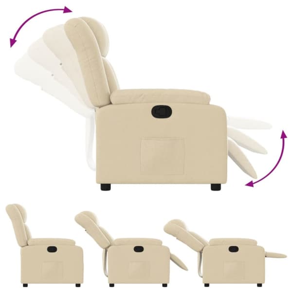 Reclinerfåtölj gräddvit tyg