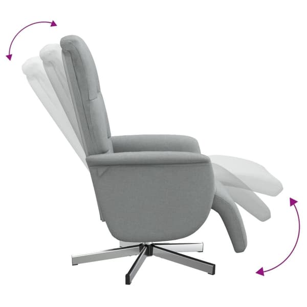 Reclinerfåtölj med fotstöd ljusgrå tyg