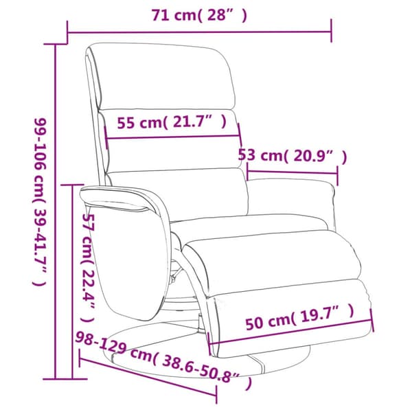 Reclinerfåtölj med fotstöd grå konstläder